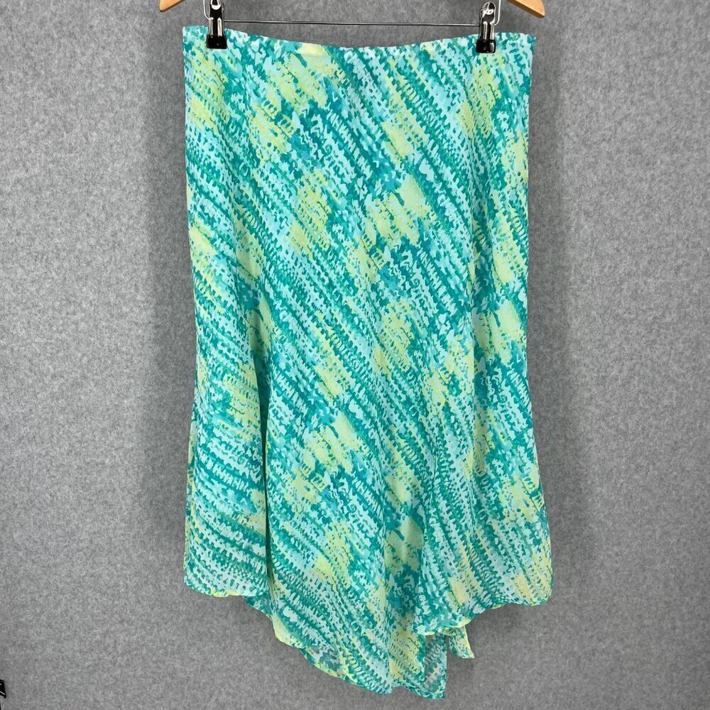 Lane Bryant Asymmetrical Pull On Midi Skirt Size 14/16 Green Fairy Whimsical EUC